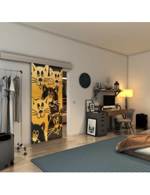 Glasschiebetür ECO-LINE - Fineprint Model 115 Gold auf Grauglas