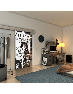 Glasschiebetür ECO-LINE - Fineprint Model 115 Weiss auf Grauglas