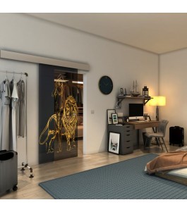 Glasschiebetür ECO-LINE - Fineprint Model 117 Gold auf Grauglas