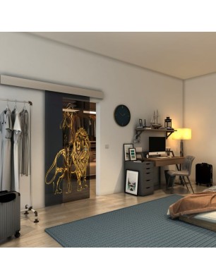 Glasschiebetür ECO-LINE - Fineprint Model 117 Gold auf Grauglas