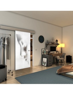 Glasschiebetür ECO-LINE - Fineprint Model 120 Weiss auf Grauglas