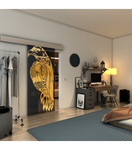 Glasschiebetür ECO-LINE - Fineprint Model 122 Gold auf Grauglas
