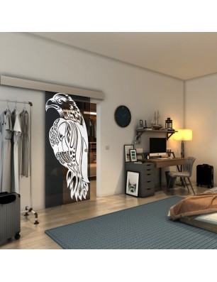 Glasschiebetür ECO-LINE - Fineprint Model 122 Weiss auf Grauglas