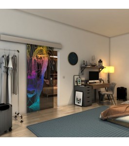 Glasschiebetür ECO-LINE - Fineprint Model 123 Verlauf auf Grauglas