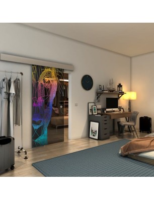 Glasschiebetür ECO-LINE - Fineprint Model 123 Verlauf auf Grauglas