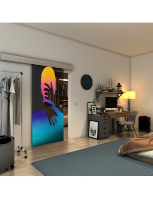 Glasschiebetür ECO-LINE - Fineprint Model 124 Verlauf auf Grauglas