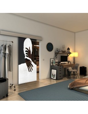 Glasschiebetür ECO-LINE - Fineprint Model 124 Weiss auf Grauglas
