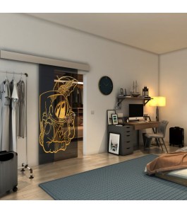 Glasschiebetür ECO-LINE - Fineprint Model 126 Gold auf Grauglas
