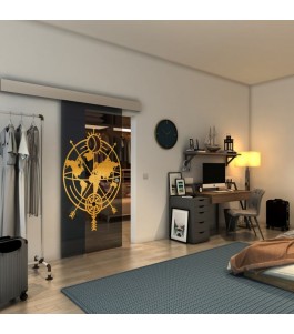 Glasschiebetür ECO-LINE - Fineprint Model 127 Gold auf Grauglas