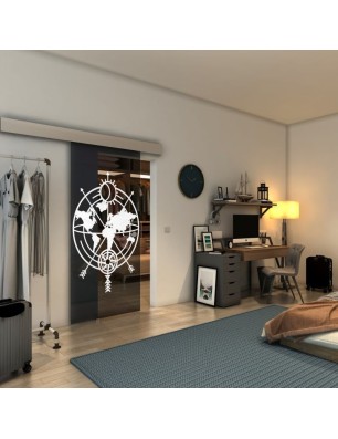 Glasschiebetür ECO-LINE - Fineprint Model 127 Weiss auf Grauglas