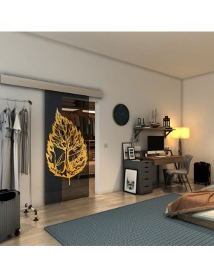 Glasschiebetür ECO-LINE - Fineprint Model 130 Gold auf Grauglas