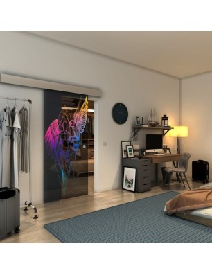 Glasschiebetür ECO-LINE - Fineprint Model 131 Verlauf auf Grauglas