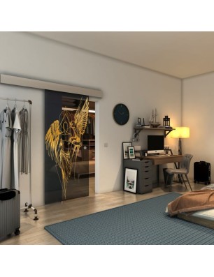 Glasschiebetür ECO-LINE - Fineprint Model 131 Gold auf Grauglas