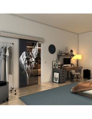 Glasschiebetür ECO-LINE - Fineprint Model 131 Weiss auf Grauglas