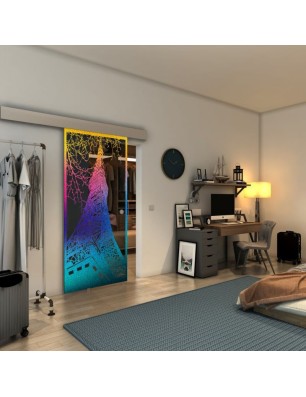 Glasschiebetür ECO-LINE - Fineprint Model 132 Verlauf auf Grauglas