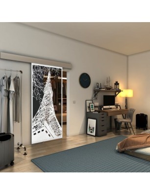 Glasschiebetür ECO-LINE - Fineprint Model 132 Weiss auf Grauglas