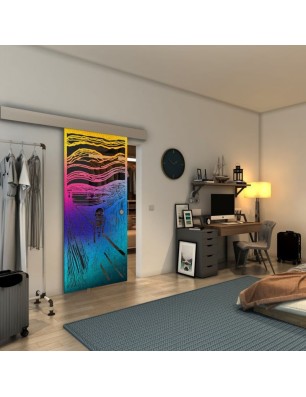 Glasschiebetür ECO-LINE - Fineprint Model 133 Verlauf auf Grauglas