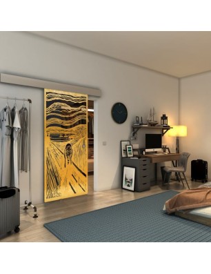 Glasschiebetür ECO-LINE - Fineprint Model 133 Gold auf Grauglas