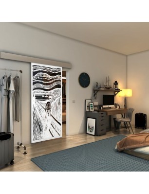 Glasschiebetür ECO-LINE - Fineprint Model 133 Weiss auf Grauglas