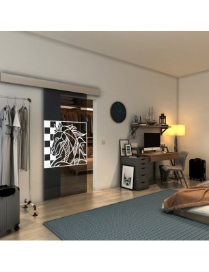 Glasschiebetür ECO-LINE - Fineprint Model 137 Weiss auf Grauglas
