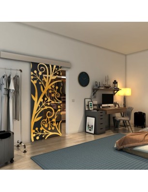 Glasschiebetür ECO-LINE - Fineprint Model 146 Gold auf Grauglas