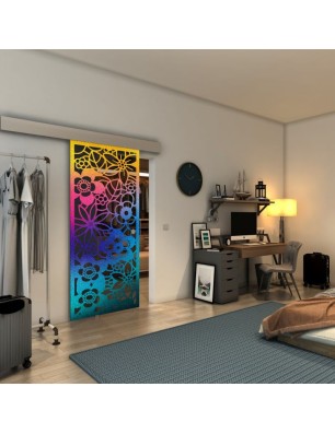 Glasschiebetür ECO-LINE - Fineprint Model 149 Verlauf auf Grauglas