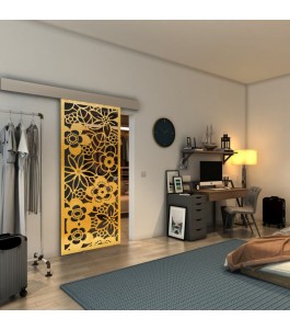 Glasschiebetür ECO-LINE - Fineprint Model 149 Gold auf Grauglas