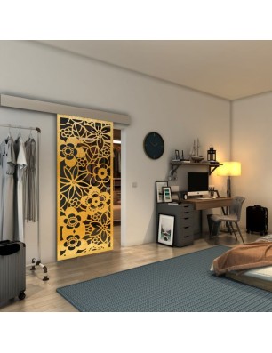 Glasschiebetür ECO-LINE - Fineprint Model 149 Gold auf Grauglas