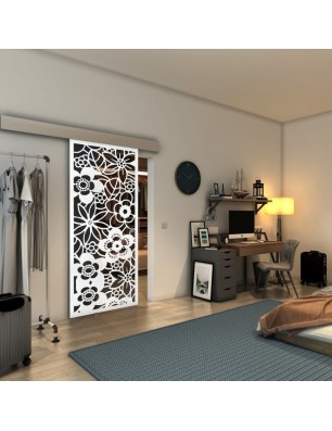 Glasschiebetür ECO-LINE - Fineprint Model 149 Weiss auf Grauglas