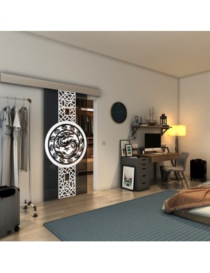 Glasschiebetür ECO-LINE - Fineprint Model 151 Weiss auf Grauglas