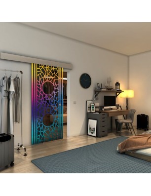 Glasschiebetür ECO-LINE - Fineprint Model 154 Verlauf auf Grauglas