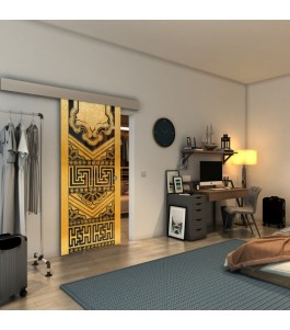 Glasschiebetür ECO-LINE - Fineprint Model 156 Gold auf Grauglas