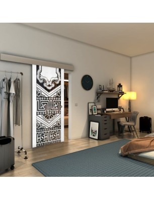 Glasschiebetür ECO-LINE - Fineprint Model 156 Weiss auf Grauglas
