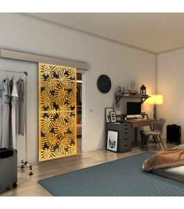 Glasschiebetür ECO-LINE - Fineprint Model 158 Gold auf Grauglas