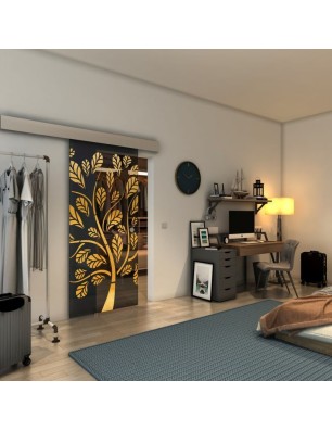 Glasschiebetür ECO-LINE - Fineprint Model 159 Gold auf Grauglas
