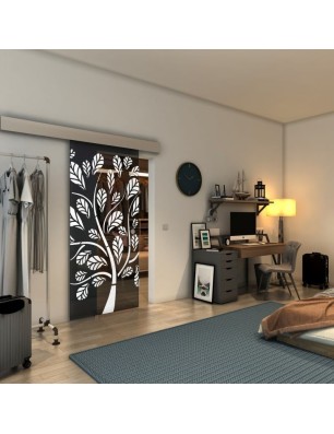 Glasschiebetür ECO-LINE - Fineprint Model 159 Weiss auf Grauglas