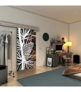 Glasschiebetür ECO-LINE - Fineprint Model 169 Weiss auf Grauglas
