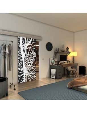 Glasschiebetür ECO-LINE - Fineprint Model 169 Weiss auf Grauglas