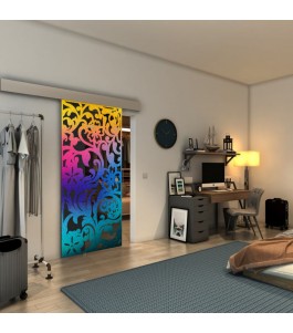 Glasschiebetür ECO-LINE - Fineprint Model 170 Verlauf auf Grauglas