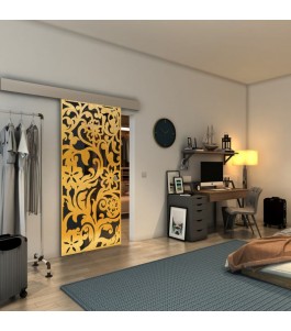 Glasschiebetür ECO-LINE - Fineprint Model 170 Gold auf Grauglas