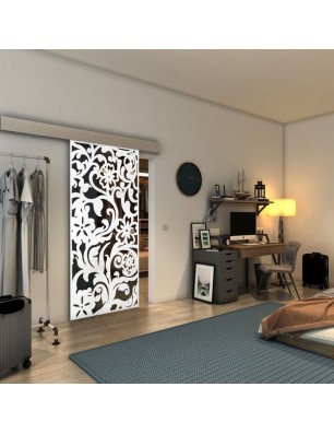 Glasschiebetür ECO-LINE - Fineprint Model 170 Weiss auf Grauglas