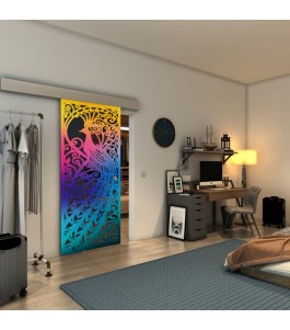Glasschiebetür ECO-LINE - Fineprint Model 172 Verlauf auf Grauglas
