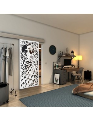 Glasschiebetür ECO-LINE - Fineprint Model 172 Weiss auf Grauglas