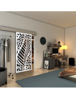 Glasschiebetür ECO-LINE - Fineprint Model 173 Weiss auf Grauglas