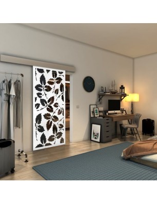 Glasschiebetür ECO-LINE - Fineprint Model 175 Weiss auf Grauglas