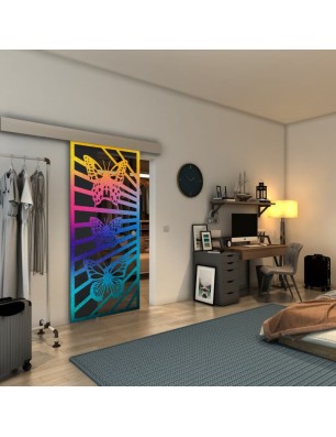 Glasschiebetür ECO-LINE - Fineprint Model 176 Verlauf auf Grauglas