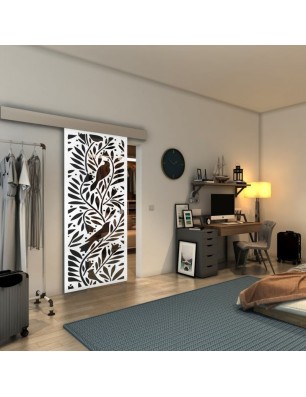 Glasschiebetür ECO-LINE - Fineprint Model 177 Weiss auf Grauglas