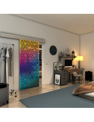 Glasschiebetür ECO-LINE - Fineprint Model 180 Verlauf auf Grauglas