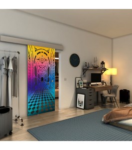 Glasschiebetür ECO-LINE - Fineprint Model 181 Verlauf auf Grauglas