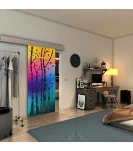 Glasschiebetür ECO-LINE - Fineprint Model 182 Verlauf auf Grauglas